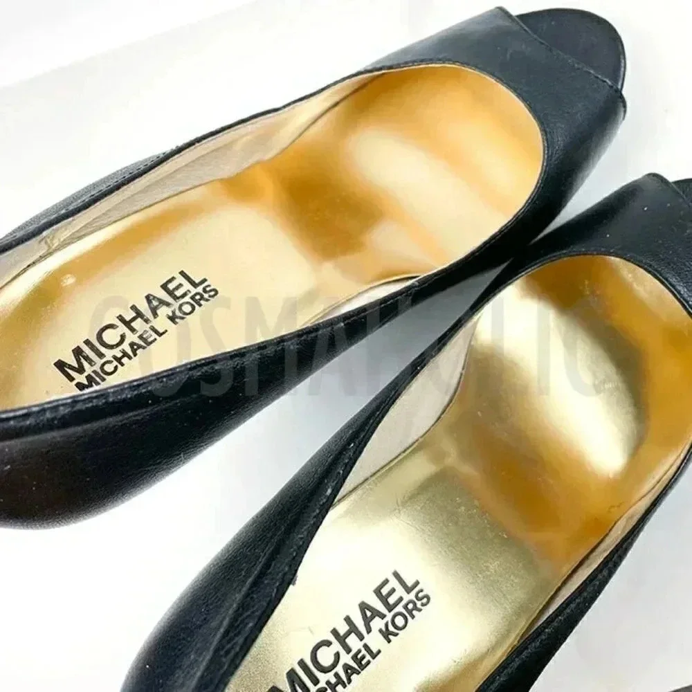 Michael by Michael Kors Erika Peep Toe Black High Heel Size 8 - Picture 4 of 5